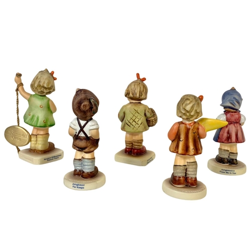 638 - 5 M. J. Hummel Goebel pottery figures. Forever Yours first issue, For Keeps, A Sweet Offering, From ... 