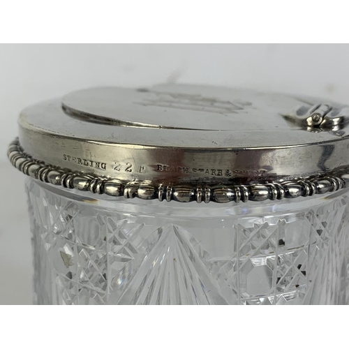 659 - Sterling silver and crystal sugar jar. Black Starr & Frost. 8 x 9cm