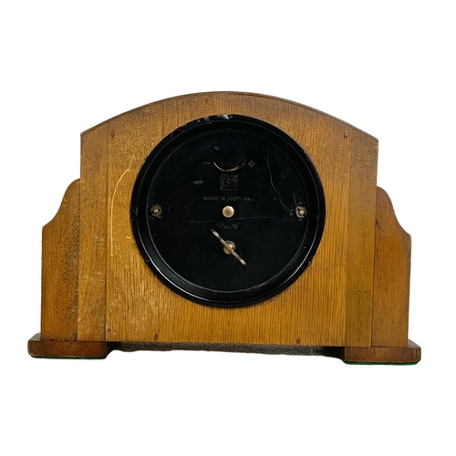 66 - 1950’s Art Deco walnut mantle clock. 21.5 x 15cm