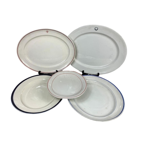 739 - 5 large Victorian, Edwardian and vintage platters. Largest 50cm