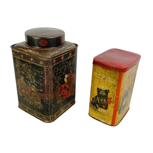 83 - A rare 1920’s Darby & Joan Art Deco biscuit tin and a Victorian tea canister. 22cm