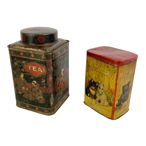 83 - A rare 1920’s Darby & Joan Art Deco biscuit tin and a Victorian tea canister. 22cm