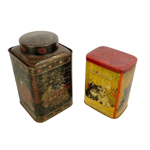 83 - A rare 1920’s Darby & Joan Art Deco biscuit tin and a Victorian tea canister. 22cm