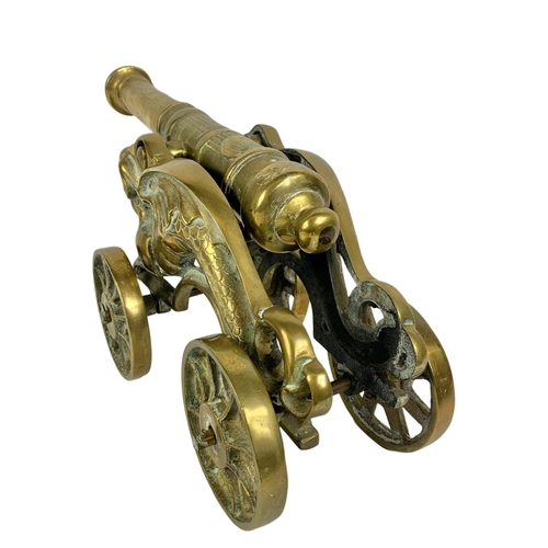 86 - A large heavy brass cannon 45cm