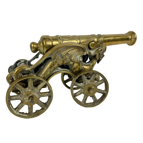 86 - A large heavy brass cannon 45cm