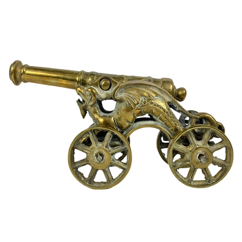 86 - A large heavy brass cannon 45cm