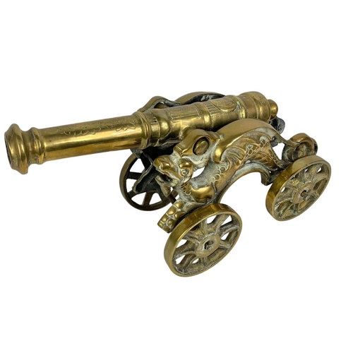 86 - A large heavy brass cannon 45cm