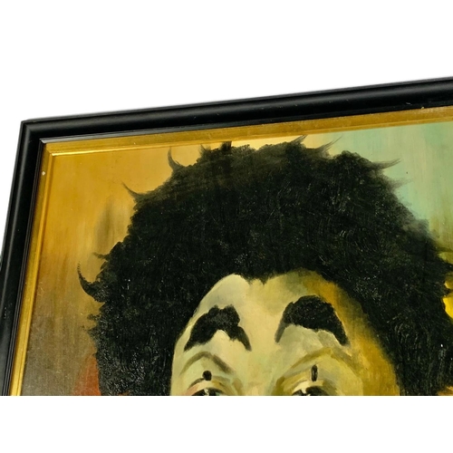 98 - Large vintage painting of a clown by Jonathan Webster. Painting measures 59 x 84cm. Frame measures 6... 