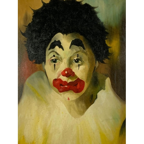 98 - Large vintage painting of a clown by Jonathan Webster. Painting measures 59 x 84cm. Frame measures 6... 