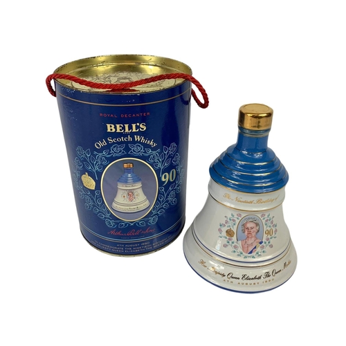 161b - An unopened Bell’s Old Scotch Whisky decanter 75cl. 1990. Royal Decanter. The 90th Birthday of Her M... 