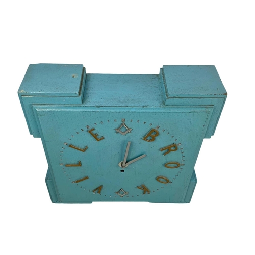 324b - vintage Brookville Masonic Lodge wall clock. 42 x 12 x 42cm.