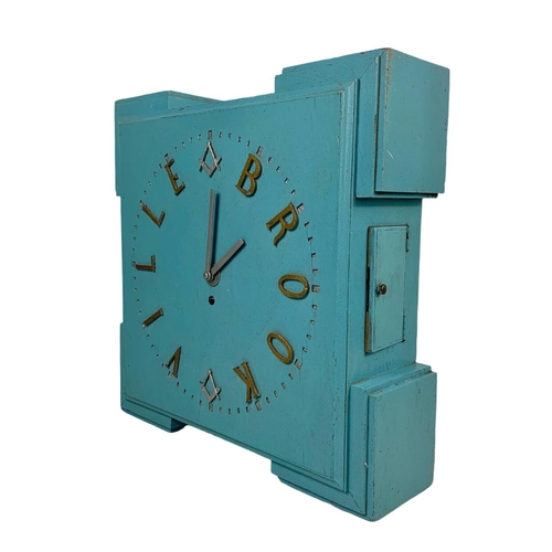 324b - vintage Brookville Masonic Lodge wall clock. 42 x 12 x 42cm.