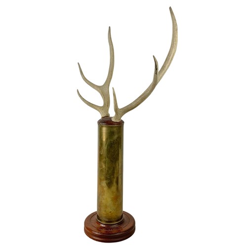 308a - A large Trench Art ornament with antlers. 76cm