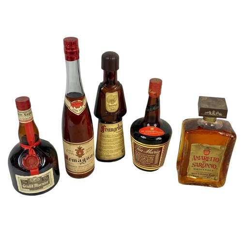 161k - 5 bottles of alcohol. Amaretto Di Saronno, Tia Maria, Grand Marnier Lapostolle, Armagnac