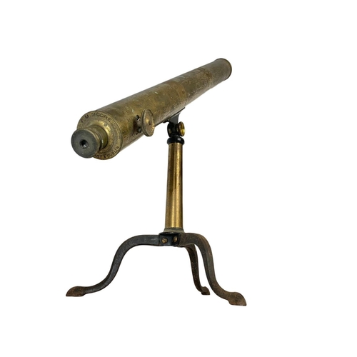 324Q - A Victorian brass telescope by F. M. Moore of Belfast & Dublin. 100 x 50cm