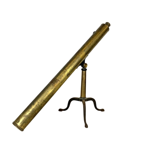 324Q - A Victorian brass telescope by F. M. Moore of Belfast & Dublin. 100 x 50cm