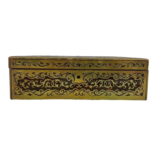 324s - A Late Victorian Bridge Game storage box with brass inlaid Boulle Work decoration. 21 x 11.5 x 6.5cm... 