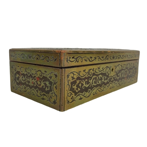 324s - A Late Victorian Bridge Game storage box with brass inlaid Boulle Work decoration. 21 x 11.5 x 6.5cm... 