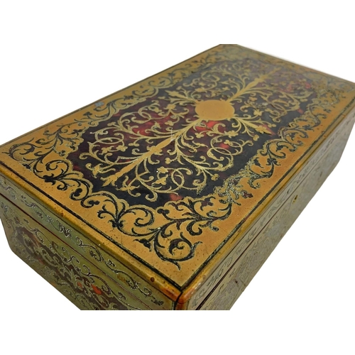 324s - A Late Victorian Bridge Game storage box with brass inlaid Boulle Work decoration. 21 x 11.5 x 6.5cm... 