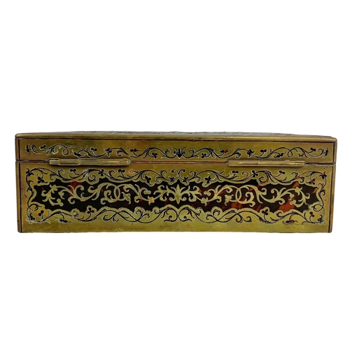 324s - A Late Victorian Bridge Game storage box with brass inlaid Boulle Work decoration. 21 x 11.5 x 6.5cm... 