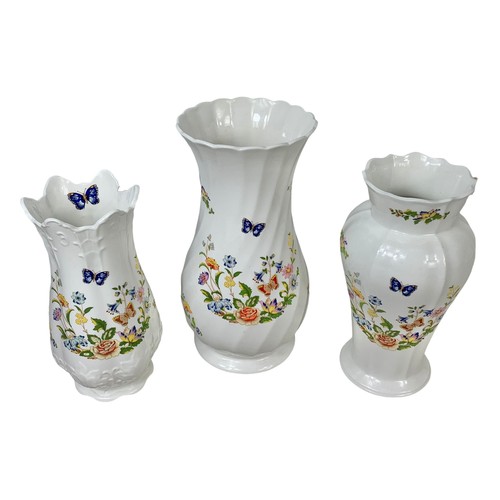 379a - 3 Aynsley pottery vases. Largest 26cm