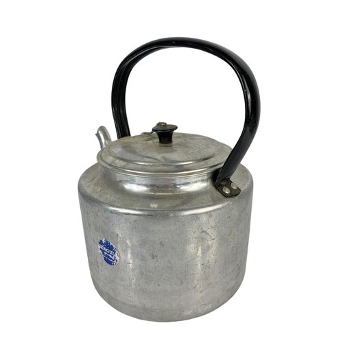 385 - 3 large vintage stainless steel kettles from Albert Bridge Gospel Hall 28 x 28cm.