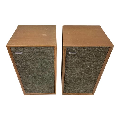 384 - A pair of large teak speakers by Goodmans LTD. Minister SL. Mid century. 1970’s. 26 x 25 x 48cm