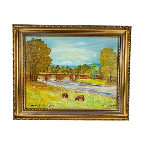 160b - An oil painting by S. L. Forsythe. River Blackwater Co. Tyrone. In a gilt frame. Painting measures 4... 