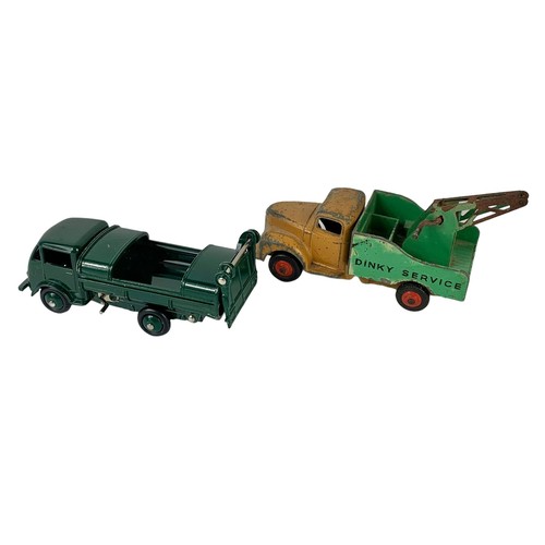 270M - 2 Dinky model trucks. A 1950’s Dinky Diecast Ford Garbage Truck, a Dinky Commer Break Down Truck.