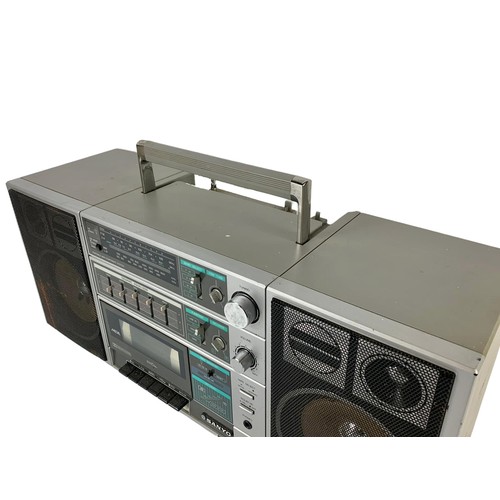 270N - A vintage Sanyo boombox stereo cassette player.  58cm.