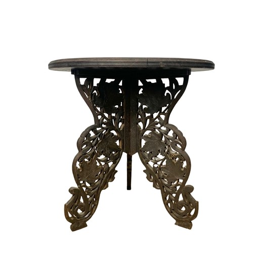 369c - 2 vintage carved folding side tables. 45 x 45 x 47cm.