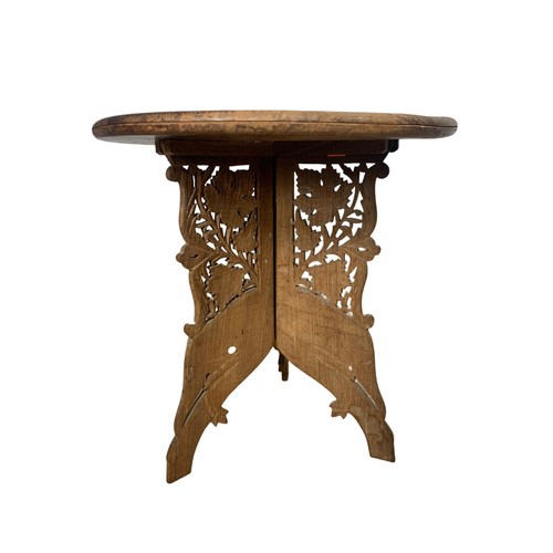 369c - 2 vintage carved folding side tables. 45 x 45 x 47cm.