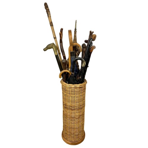 160L - Quantity of Edwardian and vintage walking sticks and umbrellas. 3 Black Thorns, 3 Edwardian umbrella... 