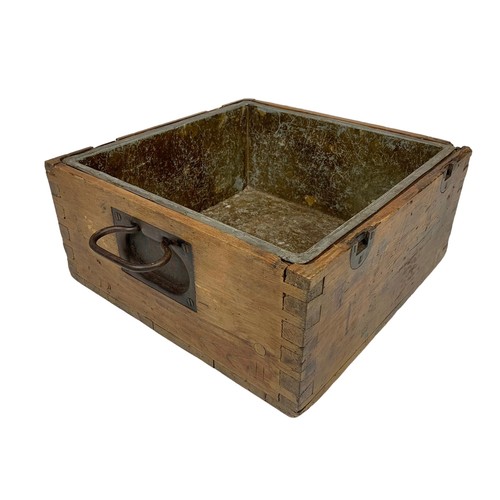 42d - A Victorian strong box with metal liner made into a planter. 52 x 40.5 x 19.5cm.