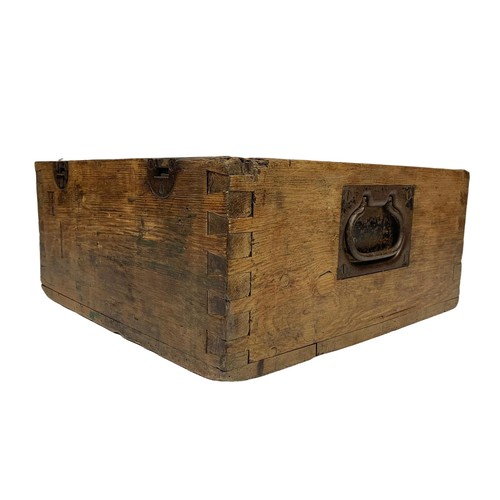 42d - A Victorian strong box with metal liner made into a planter. 52 x 40.5 x 19.5cm.