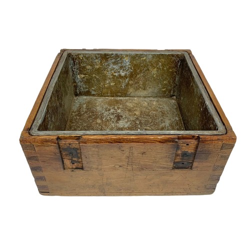 42d - A Victorian strong box with metal liner made into a planter. 52 x 40.5 x 19.5cm.