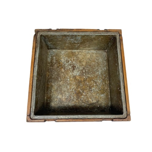 42d - A Victorian strong box with metal liner made into a planter. 52 x 40.5 x 19.5cm.