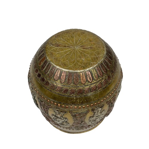 42e - A 19th century Burmese ornate copper and brass planter. Circa 1880. 20 x 19.5cm.