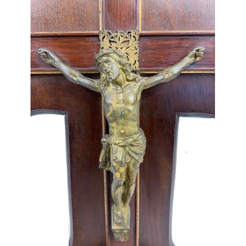 45b - A late 19th century crucifix with ornate gilded brass. 25 x 42.5cm