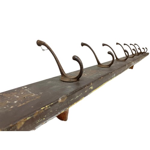 75b - An original early 20th century hat and coat rack with original scumble paint. Circa 1900/1920. 155.5... 