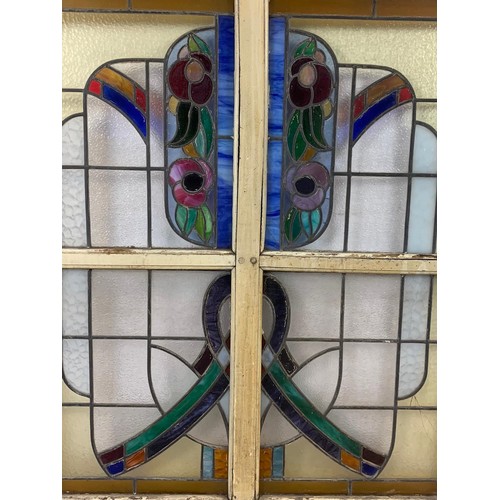 1027 - A very large Art Deco stained glass panel. Circa 1920. 111 x 173cm.