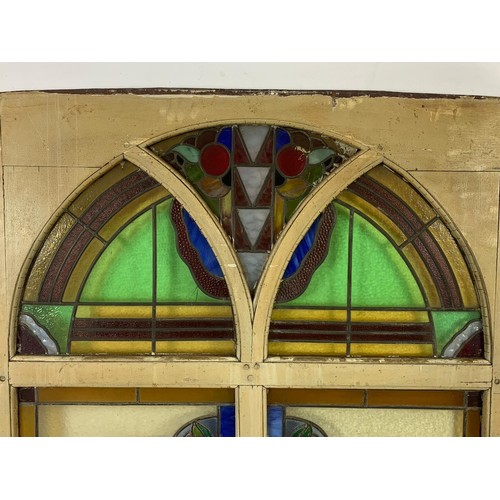 1027 - A very large Art Deco stained glass panel. Circa 1920. 111 x 173cm.