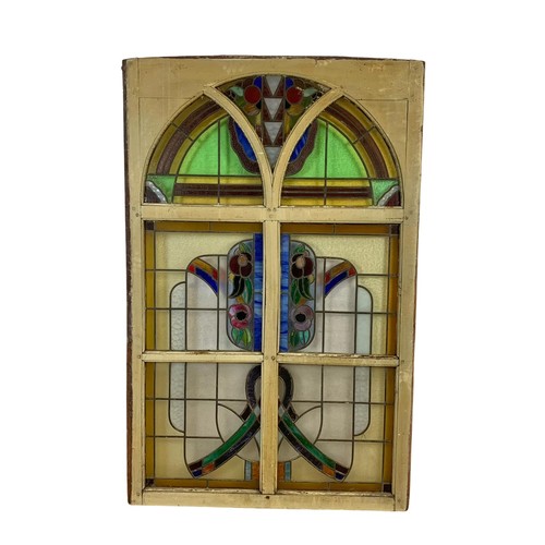 1027 - A very large Art Deco stained glass panel. Circa 1920. 111 x 173cm.