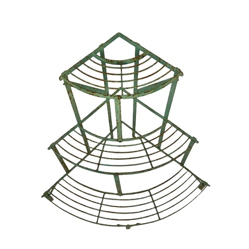 80c - A vintage 3 tier metal garden plantstand with original paint. 87 x 59.5 x 74cm