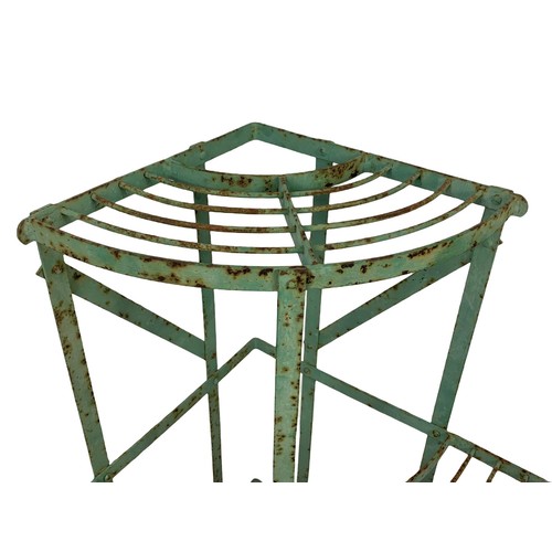 80c - A vintage 3 tier metal garden plantstand with original paint. 87 x 59.5 x 74cm