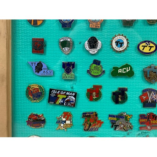 268c - A collection of framed TT racing badges. Frame measures 36 x 36cm