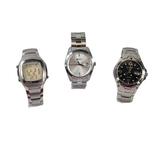 699 - 3 Gent's watches, DKNY, Casio, and Sekonda.