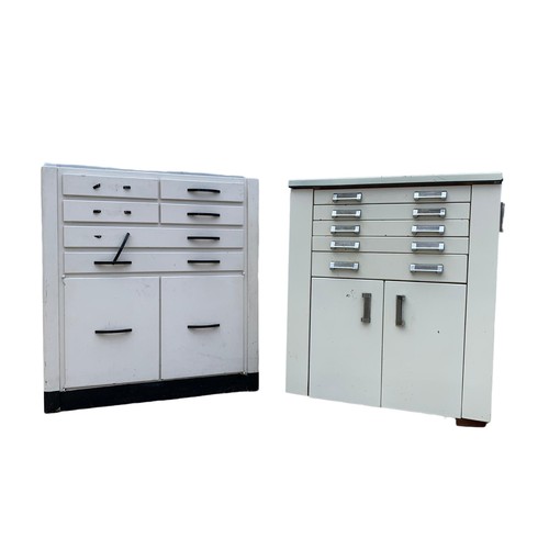 1183 - 2 1950’s metal cabinets. Largest 90 x 35 c 100cm.