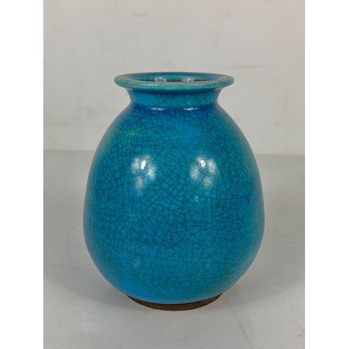 400E - An Otto Douglas-Hill blue Chinese style crackled glazed pot.  Circa 1920., 11cm.