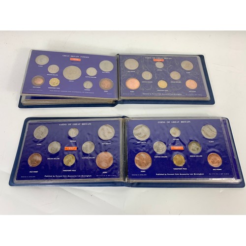 703 - A collection of coin sets from the 1960's and 2 Festival Of Britain crowns